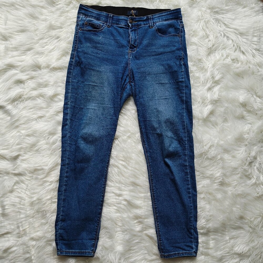 Curve Appeal Straight Leg Elastic Band Jeans, SIZE 12